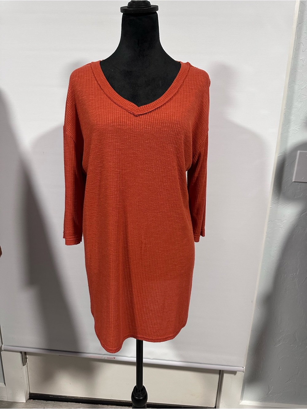 Terra & Sky Rust Ribbed Knit Top
